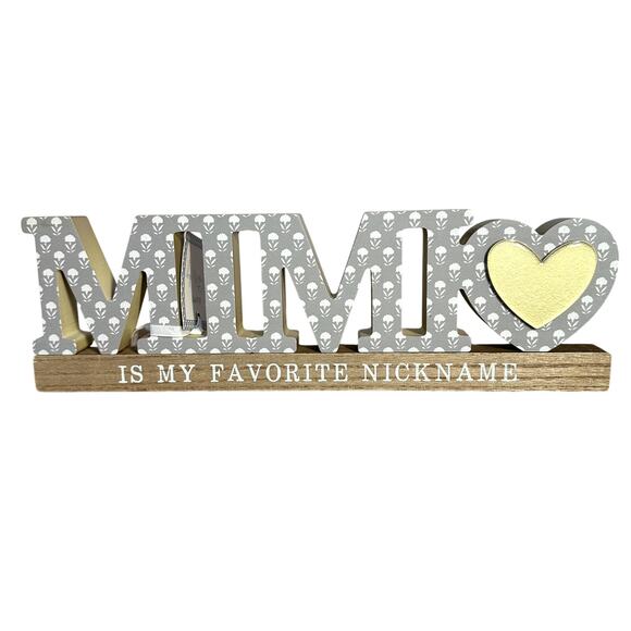 MIMI Wooden Sign Heart Plaque Shelf Mantel Home Decor Farmhouse Grandma Gift - Picture 1 of 9